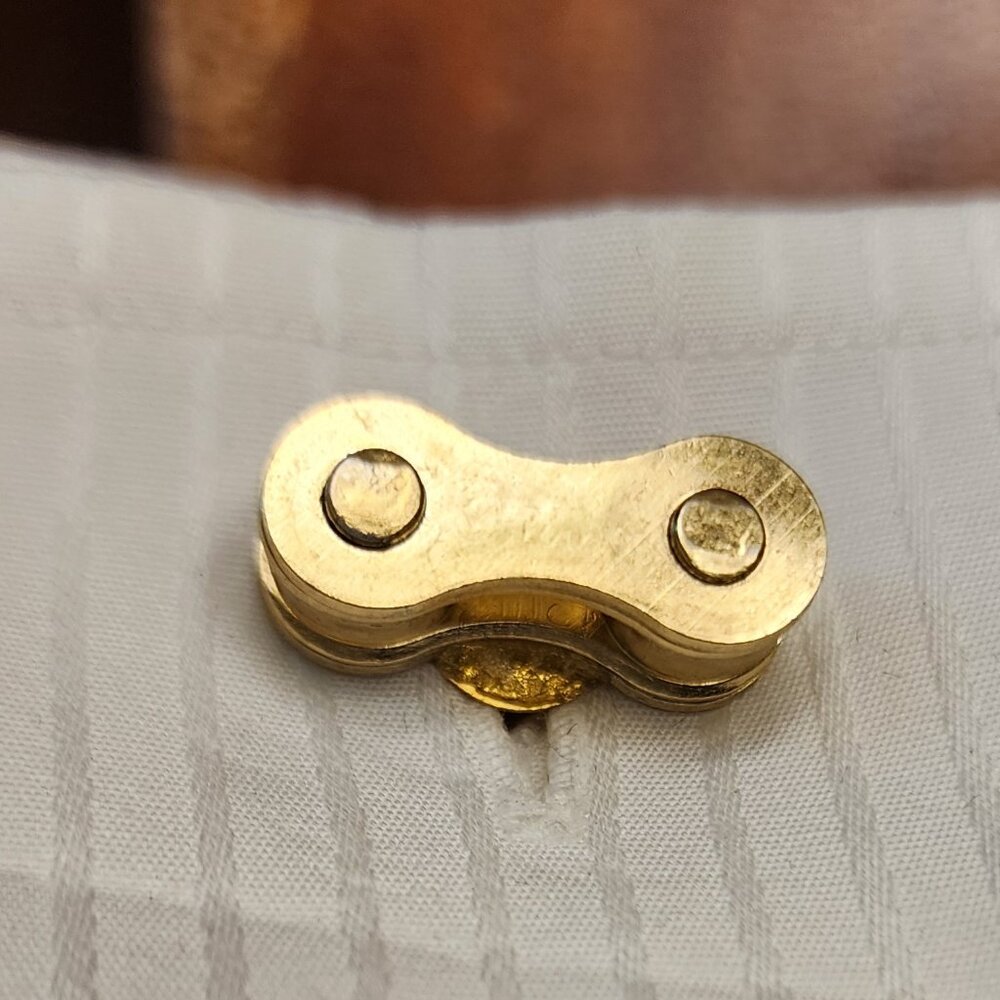 Gold Cufflinks made of Stainless Bike Bicycle chain in Gift Boxed Groomsmen's